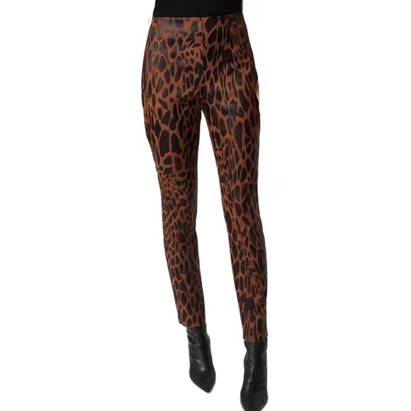 Joseph Ribkoff Animal Print Suede Slim Fit Pull-on Pants NWOT Size 10